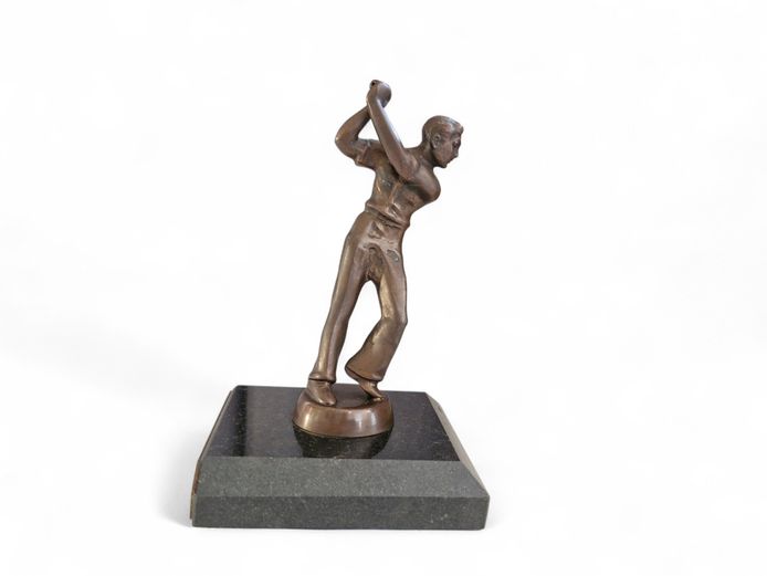 Bronze Golfer Figurine on Marble Base