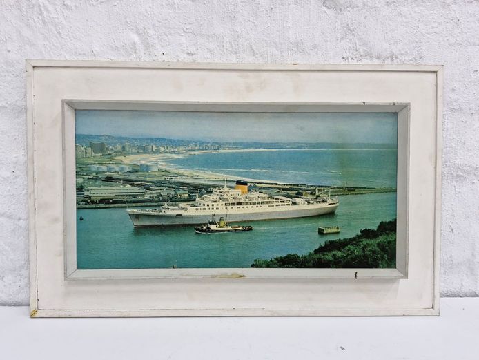 Vintage Union-Castle Line Ocean Liner Framed Lithograph Print
