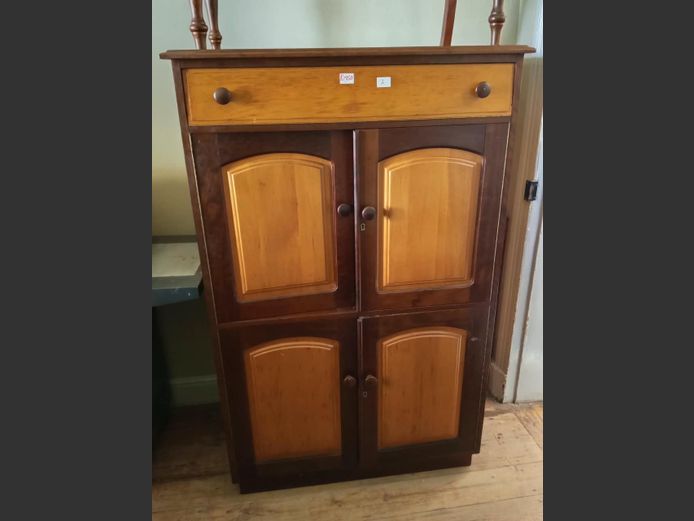 YELLOWWOOD & IMBUIA 4-DOOR, FALL FRONT DRAWER CABINET, 100 x 60 x 155cm