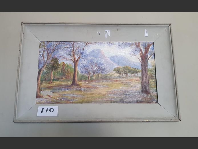 FRAMED OIL ON BOARD "LANDSCAPE", 44 x 24cm