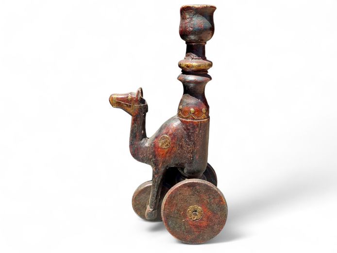 Vintage Moroccan Wooden Camel Candle Holder