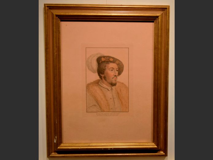 GILT FRAMED PRINT "IN HIS MAJESTY'S COLLECTION", 23 x 32cm