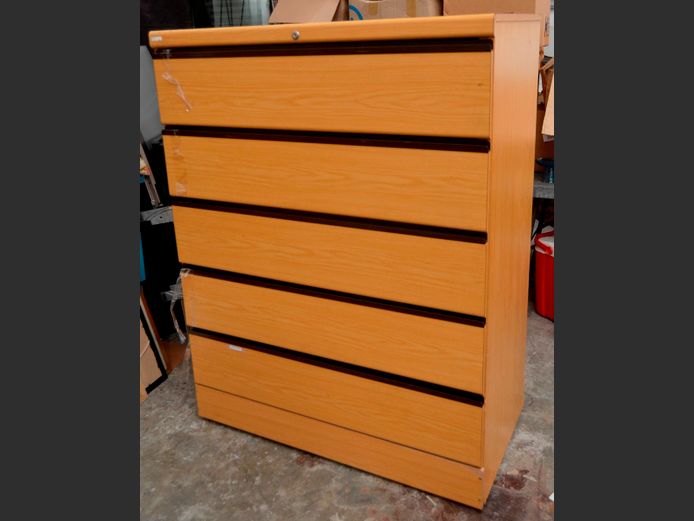 OAK FOIL 5-DRAWER OPTIPLAN, 116 x 60 x 147cm