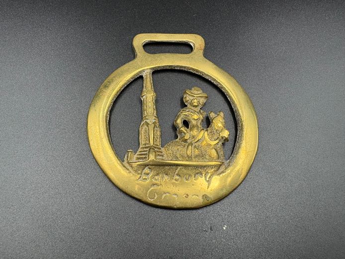 Vintage Brass Horse Harness Medallion – Banbury Cross and Fine Lady Design
