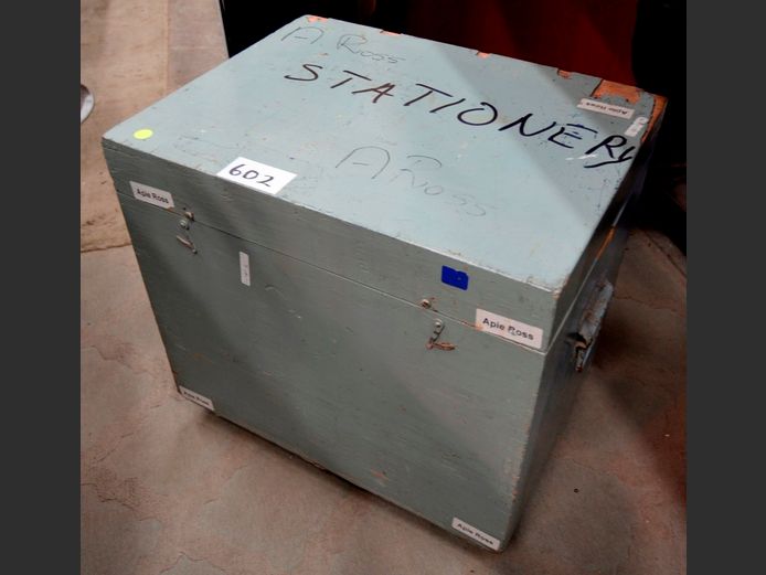 GREY PAINTED STORAGE CHEST ON CASTORS, 51 x 39 x 48cm