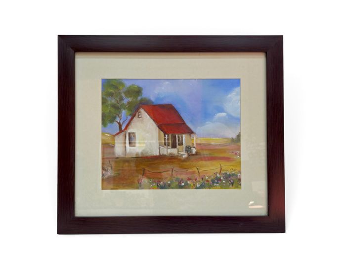 Erika van Zyl – Framed Pastoral Landscape with Homestead