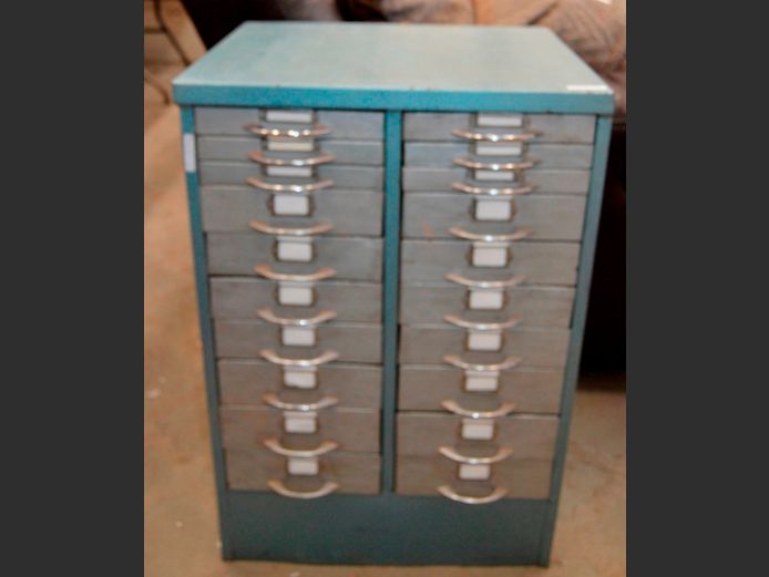 VINTAGE STEEL MULTI-DRAWER FILER, 51 x 41 x 76cm