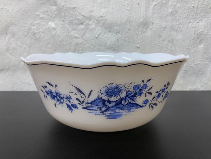Floral Scalloped Opal Glass Serving Bowl