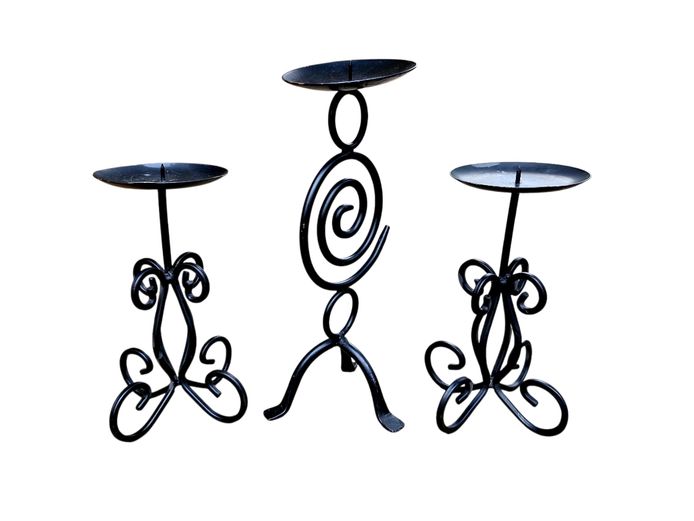 Decorative Black Iron Candle Holders