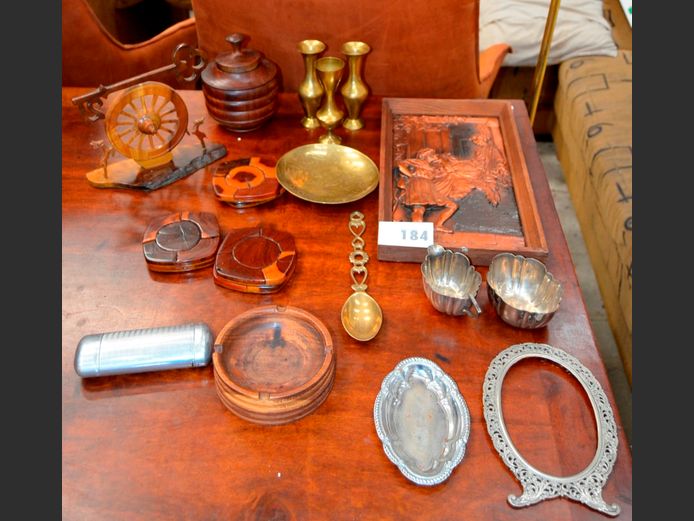 BRASS VASES, BRASS BOWL, WOODEN BOWL, etc