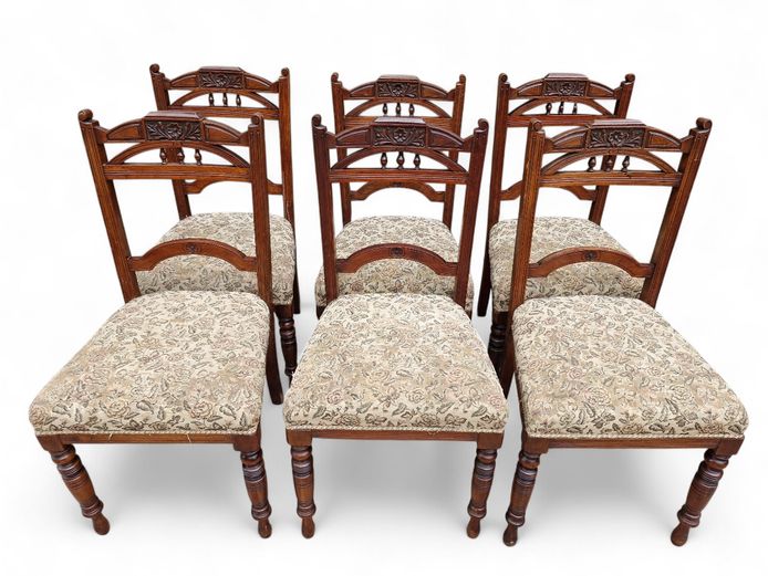 1890s Victorian Walnut Chairs - Set of 6