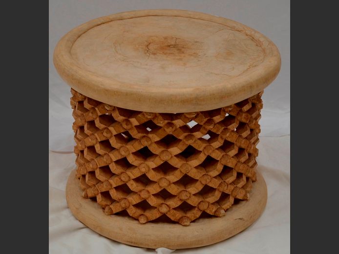 CARVED BEECHWOOD SIDE TABLE, 53cm Diameter x 40cm High