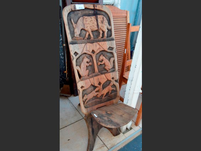 CARVED AFRICAN CHAIR [Weathered]