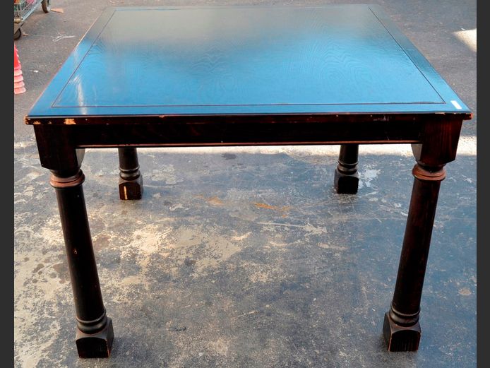 STAINED OAK SQUARE DINING TABLE, 100 x 100 x 75cm