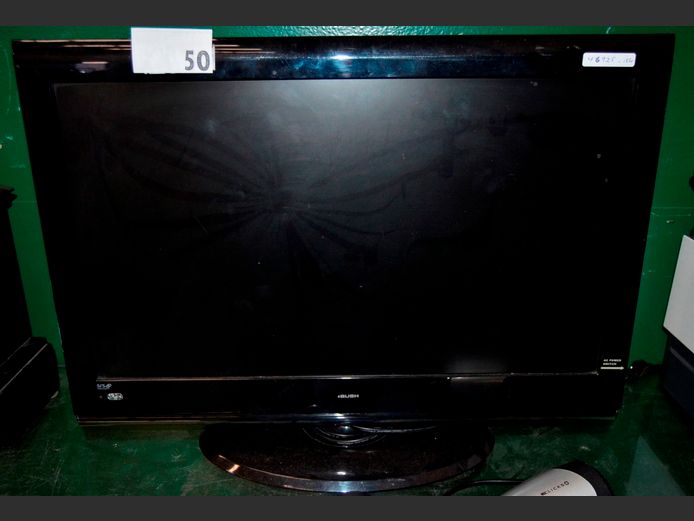 BUSH 24" FULL HD TV ON STAND WITH BUILT-IN DVD PLAYER [UK Plug, No Remote, screen cracked] ### LICENCE PLEASE ###