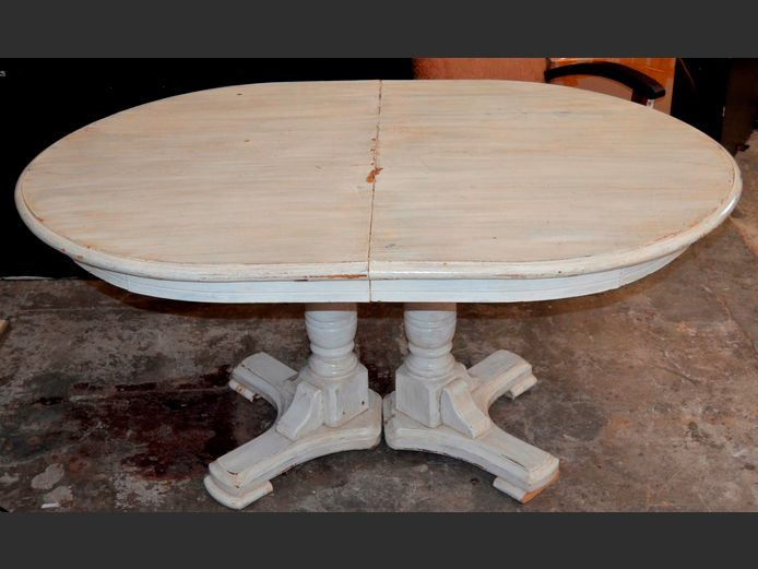 OAK UNDER WHITE PAINT DINING TABLE, 153 x 106 x 73cm