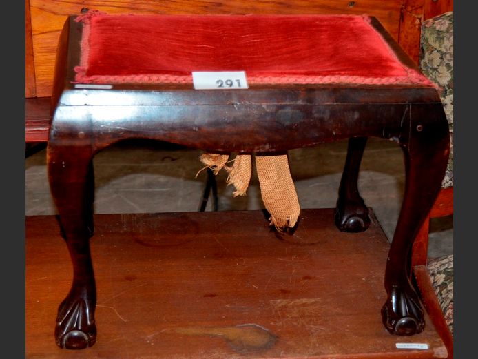 BALL & CLAW DRESSING TABLE STOOL, 51 x 34 x 40cm [In need of restoration]