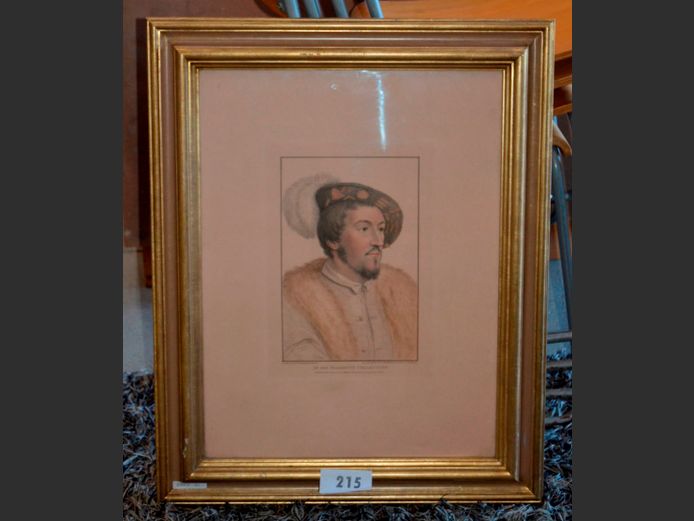 GILT FRAMED PRINT "IN HIS MAJESTY'S COLLECTION", 28 x 18cm