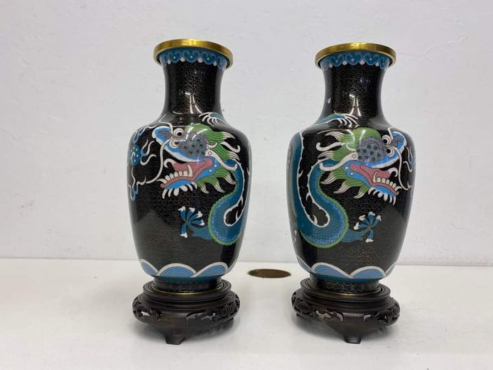brass cloisonne vases
