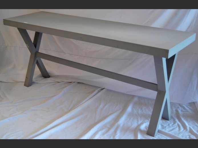 GREY PAINTED HALL TABLE, 180 x 54 x 79cm