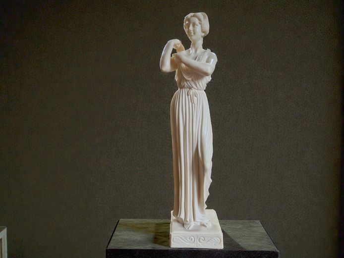 Classical Greek Goddess Hebe Resin Sculpture on Scroll Base