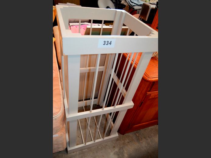 CREAM PAINTED WOODEN LAUNDRY BASKET, 45 x 45 x 100cm
