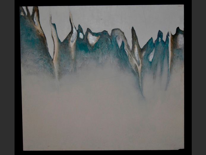 UNFRAMED ABSTRACT OIL ON CANVAS, 135 x 120cm
