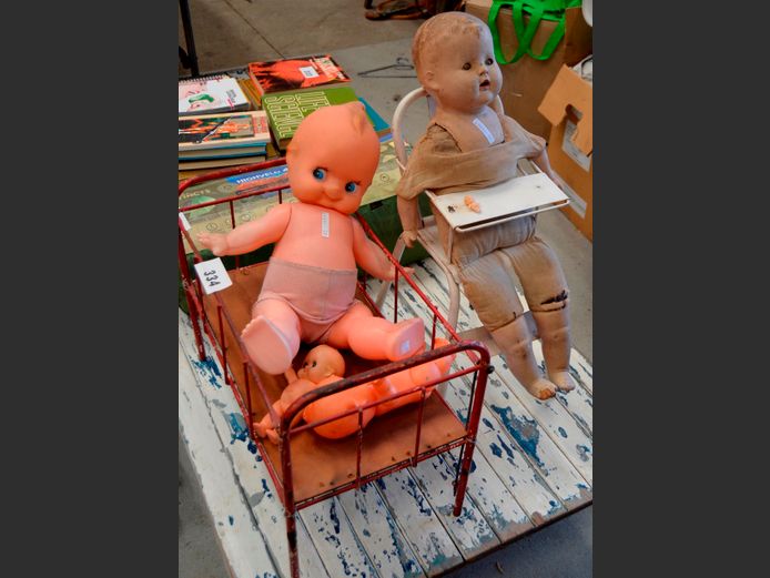 VINTAGE DOLL'S COT & HIGH CHAIR