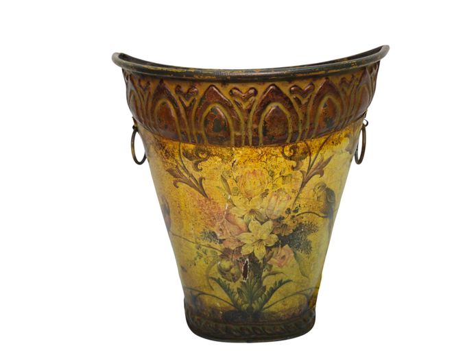 Vintage-Style Tôle Peinte Style Floral Wall Cachepot Vessel
