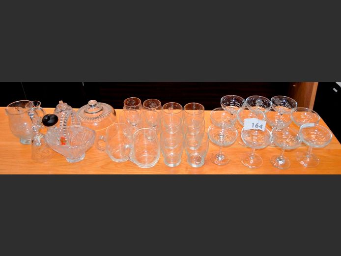 CHAMPAGNE COUPES, GLASS MUGS, etc