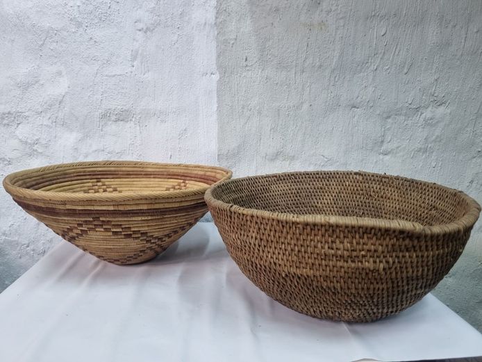 Handwoven Coiled and Wicker Basket Set