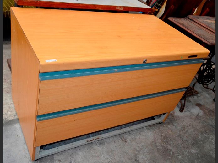 OAK FOIL 2-DRAWER LATERAL FILER, 113 x 60 x 71cm [Bottom panel needed]