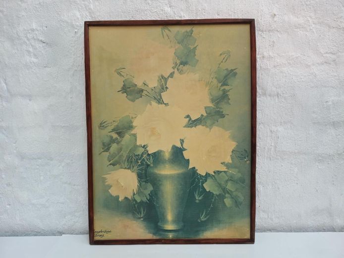 Loughridge Gray Framed Floral Still Life Rose Print