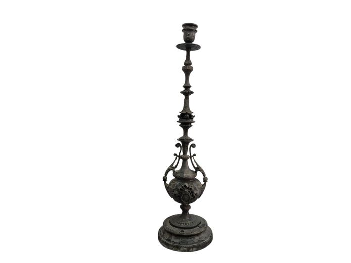 19th Century Baroque Style Metal Altar Candlestick