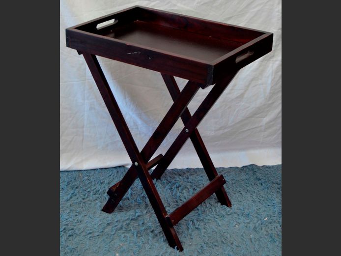DARK MAHOGANY FOLDING TRAY TABLE, 60 x 41 x 75cm