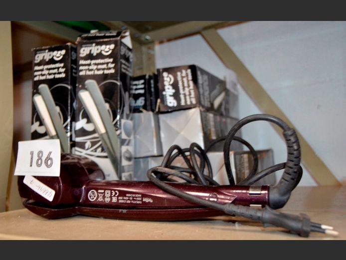LOT: BABYLISS HAIR CURLER & 12 x GRIPEZE HAIR IRON SILICONE MATS [Switch on]