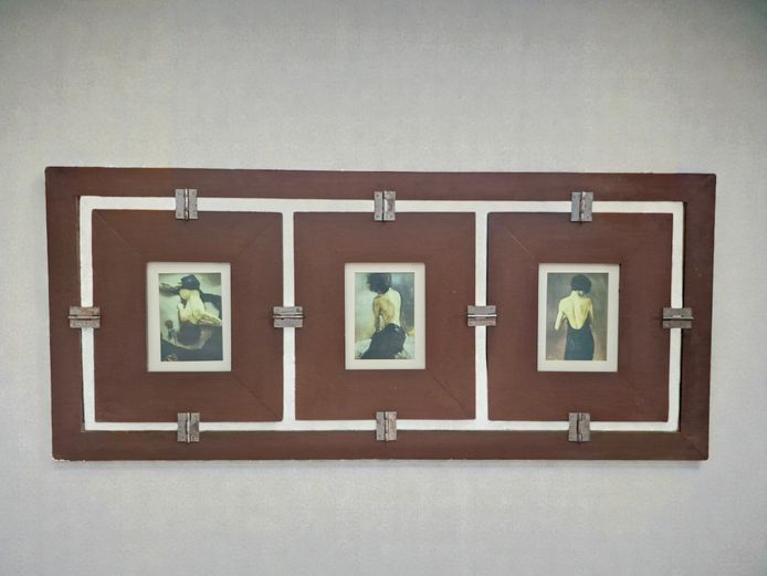 Industrial-Chic Triptych Frame with Figurative Study Insets