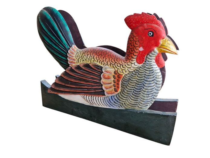 Folk Art Wooden Rooster Magazine/Recipe Book Stand