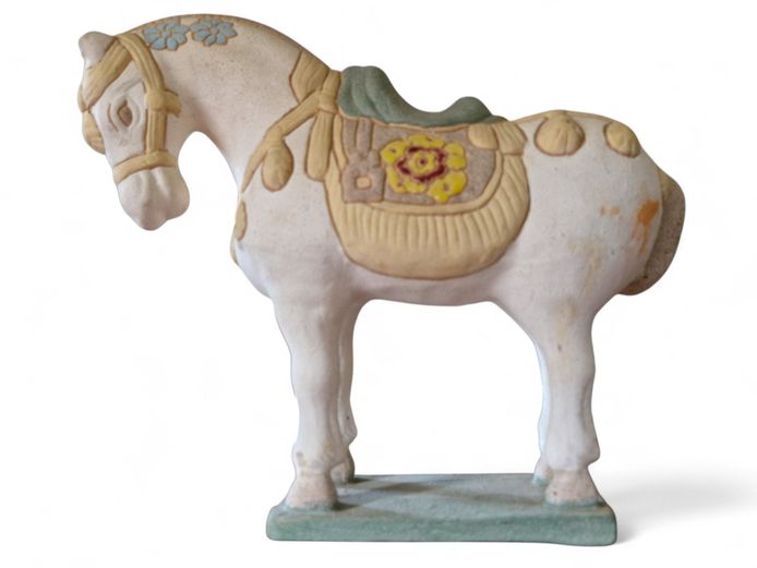 Chinese Tang Dynasty Style Ceramic War Horse Figure
