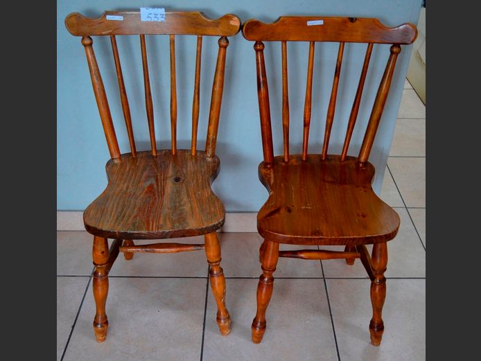 PAIR PINE SPINDLE BACK CHAIRS