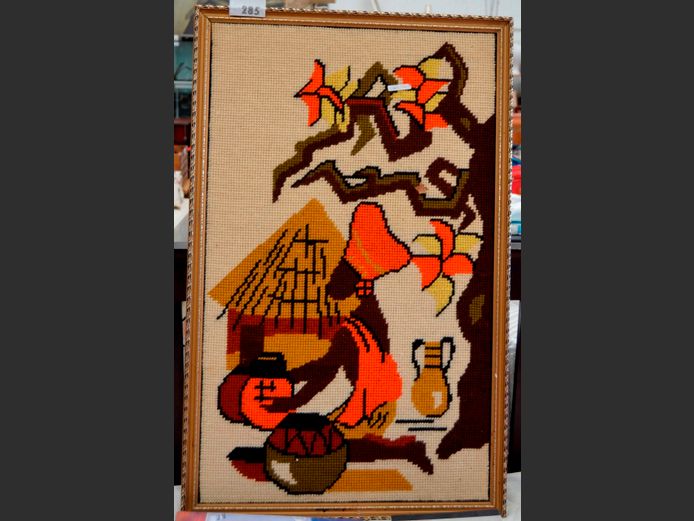 GILT FRAMED WOOL TAPESTRY, 93 x 56.5cm