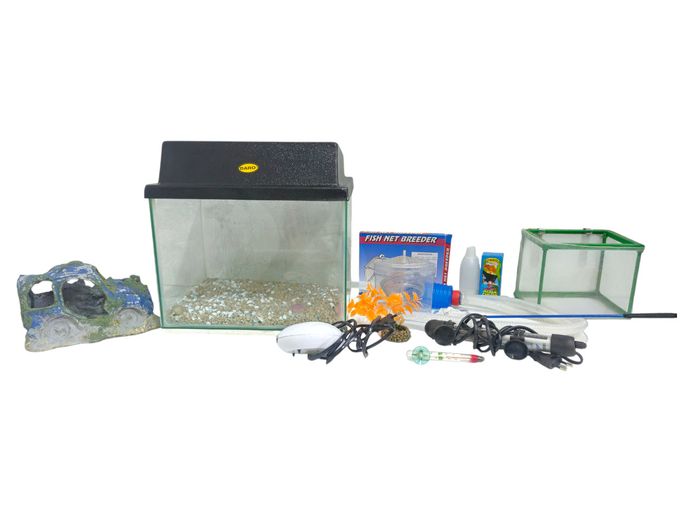 Daro Glass Aquarium Tank with Hood & Complete Starter Accessory Kit