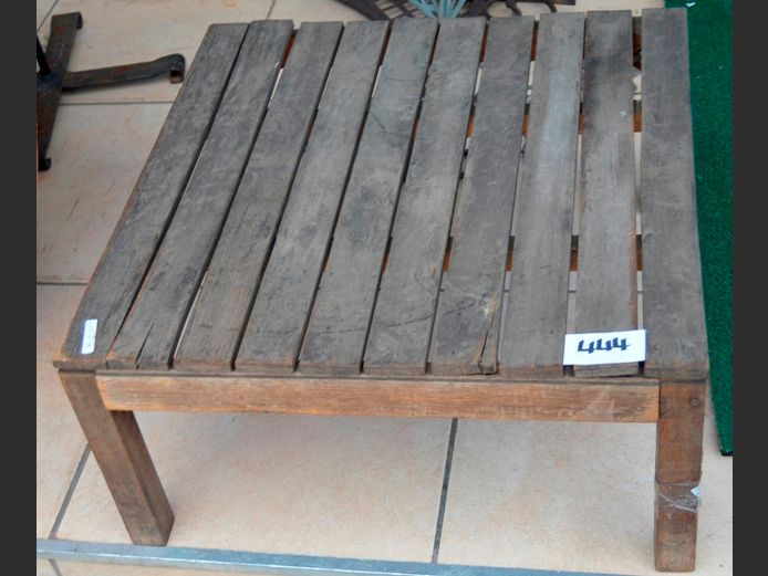 TEAK PATIO SIDE TABLE, 60 x 60 x 30cm [Needs restoration]