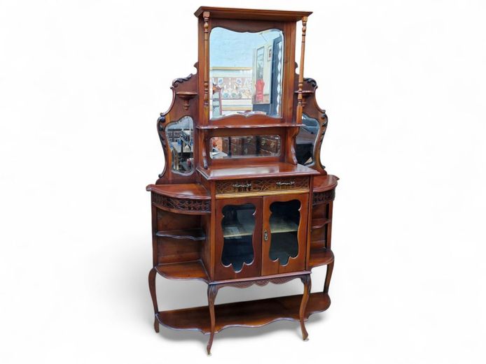French Victorian Mahogany Chiffonier Cabinet
