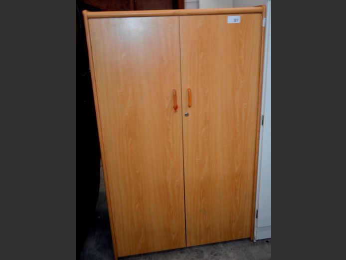 OAK FOIL 2-DOOR STATIONERY CABINET, 97 x 49 x 160cm