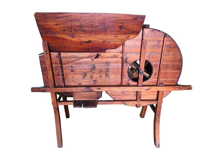 Antique Chinese Hand-Cranked Wooden Grain Winnowing Machine (Fanning Mill)