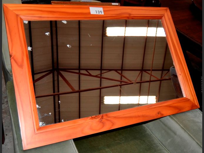 PINE FRAMED MIRROR, 89 x 59cm