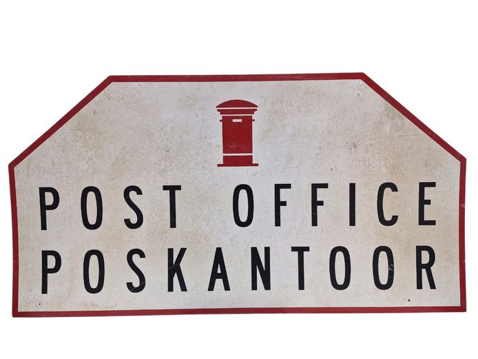 Vintage-Style Bilingual "Post Office / Poskantoor" Sign