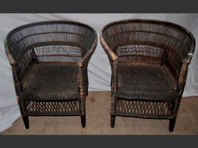 PAIR MALAWIAN WOVEN TUB CHAIRS