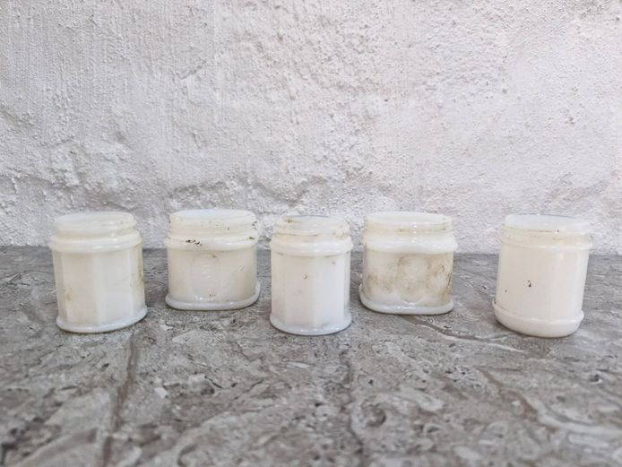 Set of 5 Vintage Milk Glass Jars